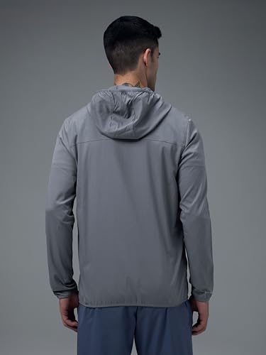 Image of TECHNOSPORT Men's Regular Fit Solid Hooded Neck Jacket With Ts Flexi, UPF50+ for Sports, Gym & Regular Use