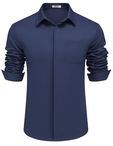COOFANDY Men's Long Sleeve Wrinkle Free Shirts Casual Button Down Shirts Untucked Dress Shirt4