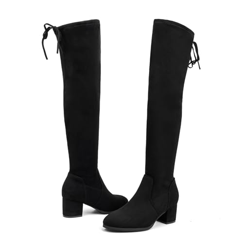 Women's Thigh High Boots Over the Knee Chunky Heel Fashion Sexy Long Boots with Zipper4