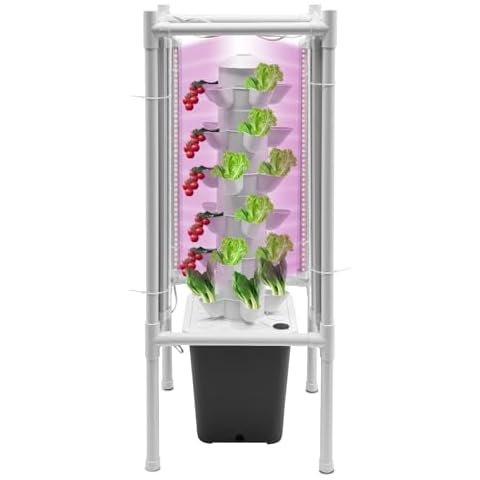 BAIODNB Hydroponic Growing System, Planter Germination Tower with Pump, 30 Pods Indoor Gardening Vertical Garden Planter Indoor Smart Garden Kit for Gardening Lover Herbs,Fruits (Grey) Cover
