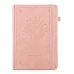 Thboxes A5 Lined Journal Notebook, Hardcover Leather Journals for Women Men Gifts Office School with 60 Label Stickers, 200 Pages 100gsm Thick Paper, 21.5 X 14.5 cm - Pink