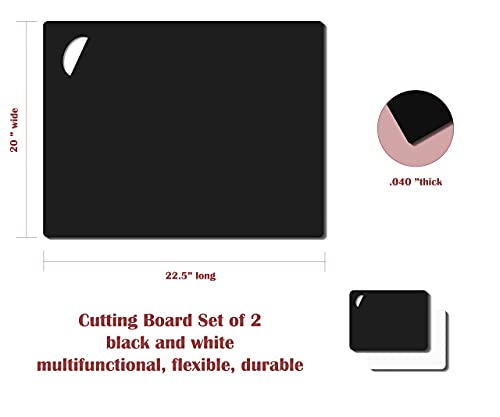 Set Of 2 Cutting Board Boards Mat (Black-White, X-Large 22.5W"X20"Hx.040"Thick) #TOP3