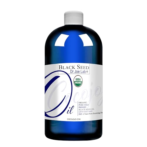 Dr Joe Lab Black Seed Oil 16 oz - USDA Certified Organic - 100% Pure Natural Cold Pressed Unrefined Extra Virgin Black Cumin Seed Oil - Therapeutic Grade Black Seed Oil Organic Cold Pressed