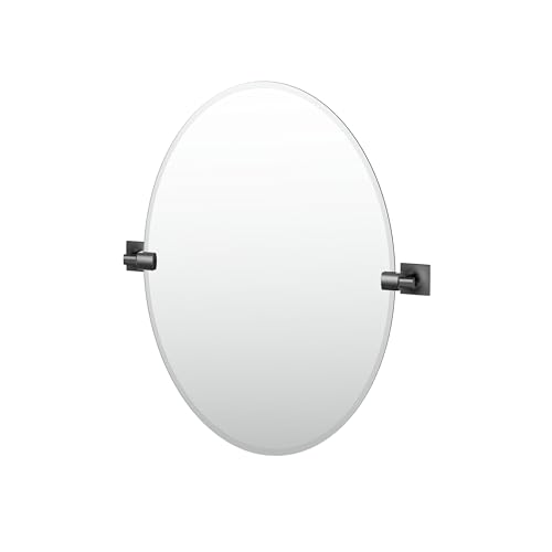 Image of Gatco 5589MX Waterline Frameless Oval Mirror, 26.5 Inch, Matte Black