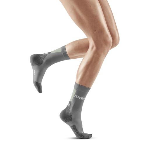 Image of CEP Ultralight Mid Cut Compression Socks (SS24), Grey /Lime, Women, LG