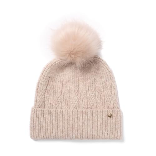 Bonnet à pompon Failsworth Alice olive en fausse fourrure pour femme