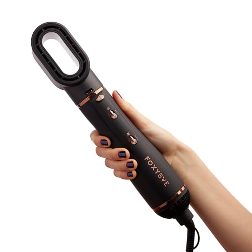 FoxyBae 3-in-1 Ceramic Interchangeable Hair Tools - Blowout Dryer - 3 Detachable Heads: 2.4" Blowout-Brush, 1.5" Hot Round Brush & Drying Cylinder Hair-Dryer & Hair Styling Set (Black Rose-Gold) - Image 6