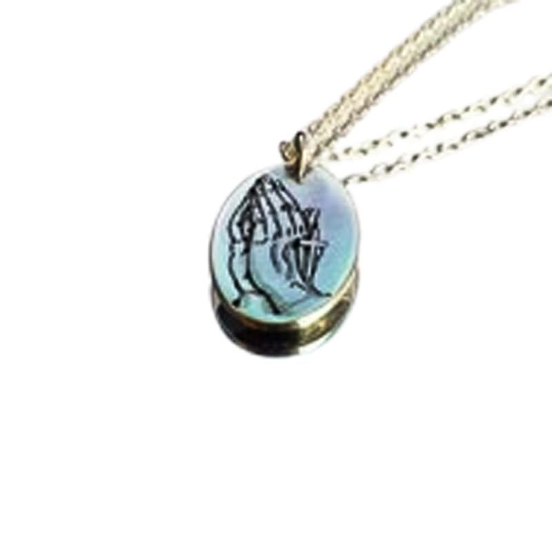 Collier mains en prière argent 925 pendentif gravé avec chaîne 48cm pour homme et femme LKBEADS