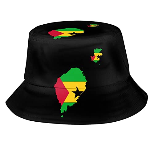 Photo de TDTRADD Sao Tome&Principe - Chapeau bob unisexe avec carte de terrain - Chapeau de pêcheur - Chapeau d'été - Chapeau de plage - Noir, comme sur l'image, taille unique