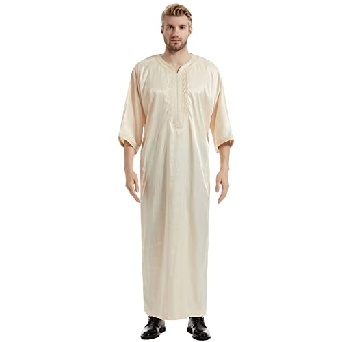 Vestido largo de satén de seda para hombre estilo caftán holgado casual