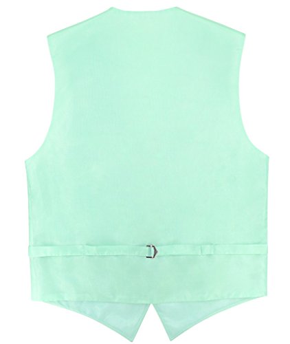 Mens SLIM FIT Dress Vest BowTie Solid AQUA GREEN Bow Tie Handkerchief Set2