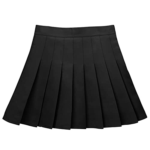 Uttpll Toddler-Pleated-Skirt-School-Uniform Elastic Waist Skort Shorts Little Kid Girls Student 6-12 Years Tennis Mini Scooter Skirts Black 6-7 Years #TOP16