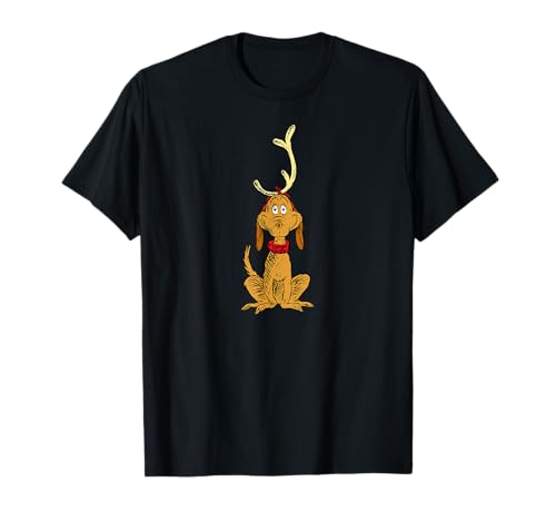 Dr. Seuss mens Classic Dr Seuss Reindeer Max T shirt, Black, Small US