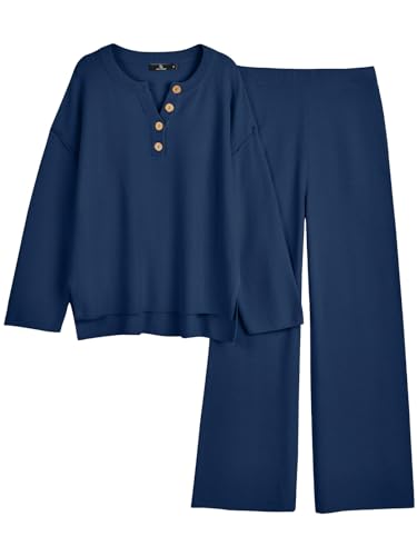 Image of LILLUSORY Women's 2 Piece Lounge Sets Oversized Slouchy Matching Cozy Knit Sets