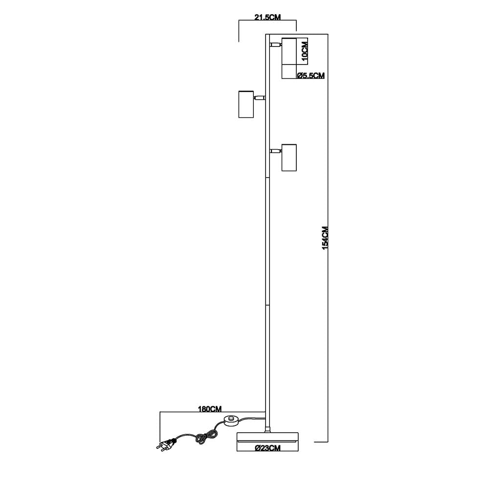 Stehlampe Standleuchte 3 Leuchten schwenkbare Stehlampe Stehleuchte Wohnzimmer sandfarben weiß 3 Flammig, Metall, 3x GU10, DxH 23x154 cm
