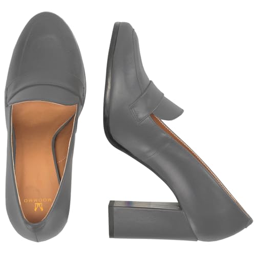 Image of MOOMMO Women Chunky Block Heel Pumps Round Closed Toe Slip On Oxford Loafers Shoes High Heels Snakeskin Work Pump Suede Loafer for Office Ladies Classic Formal Business Professional 4-13 M US