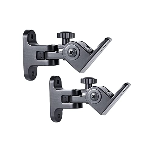 dxjsf Suporte de áudio montado na parede pequeno altifalante suporte de mídia equipamento de mídia suporte suporte preto 2 pack