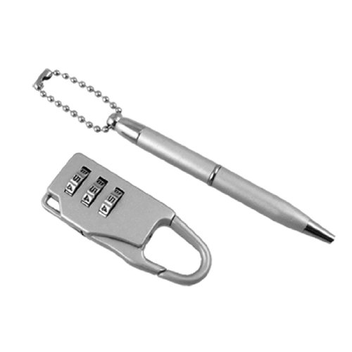 Image of Aexit Silver Tone Padlocks & Hasps 3 Digit Resettable Luggage Combination Padlock Combination Padlocks w Pen