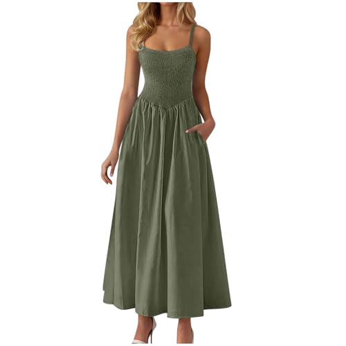 Zeiayuas Shirred Dress for Women UK Sale Clearance Square Neck St...