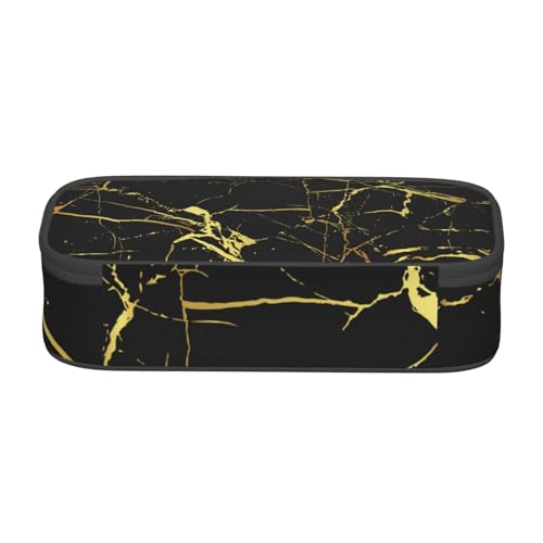 Image of Gold Black Marble Pencil Case Organizer Big Capacity Pencil Pouch Stationery With Zipper School Supplies Pencil Bag For Girls Boys Office