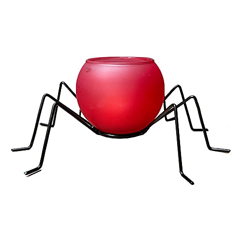 Hallwayee Halloween Spider Candle Holders For Table Centerpiece, Tea Light Holders, Cute Iron Spider Glass Candle Lamp Lantern, Candle Lamp Holder For Party Decor, Home Decoration (Red- Large) #TOP9