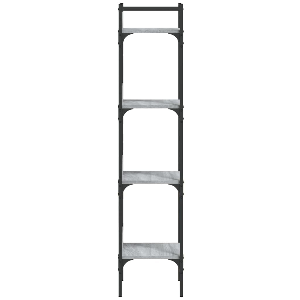 Libreria a 4 Ripiani Grigio Sonoma 35x30x138,5 cm | Scaffale verticale salvaspazio con 4 ripiani a giorno per soggiorno e studio. Struttura stabile in legno e acciaio.
