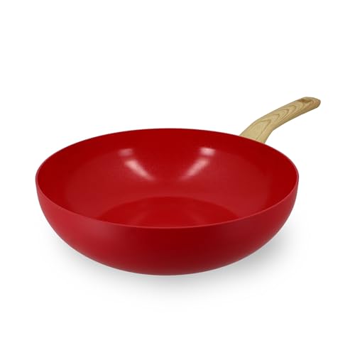 MENASTYL - Wok 28cm Colorama magenta - En Aluminium - Revêtement antiadhésif en céramique - Tous feux dont induction