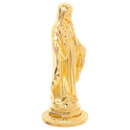 JECOMPRIS Estatua Religiosa Dorada Mini Virgen María, Escultura Católica Decorativa para Altar y Mesa Navideña, Figura Devocional Resistente para Decoración del Hogar y Regalos de Fe
