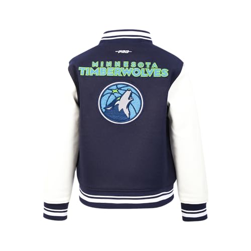 Pro Standard BIG KIDS NBA MINNESOTA TIMBERWOLVES RETRO CLASSICS VARSITY JACKET MIDNIGHT NAVY/WHITE S - Image 2