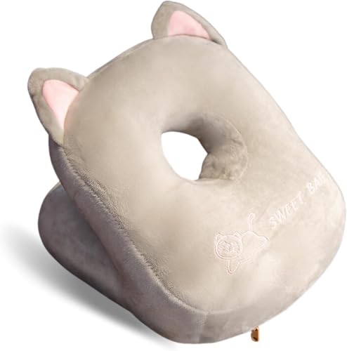 BtcFuぐっすり 昼寝枕 うつ伏せ 枕 ネックピロー うつ伏せ寝枕 首枕 腰枕 デスク 猫 グッズ パワーナップ (グレー)