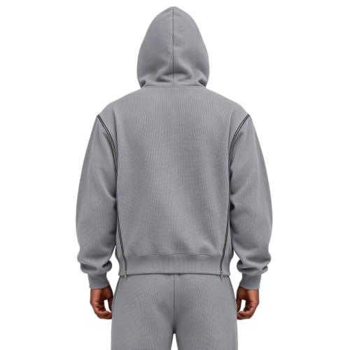 Mens Waffle Hoodies Zip Up Interchangeable Zipups Oversized Golf Sweatshirt - image 4