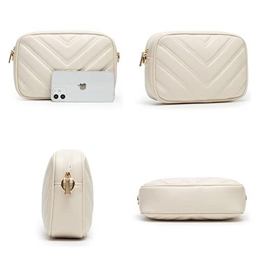 Image of Herald Quilted Small Crossbody Bag with Coin Pouch for Women | Lightweight, Vegan Leather, Trendy Style, Detachable Mini Pouch, 2 Size Cross Body Handbags with Wide Strap for Daily Travel