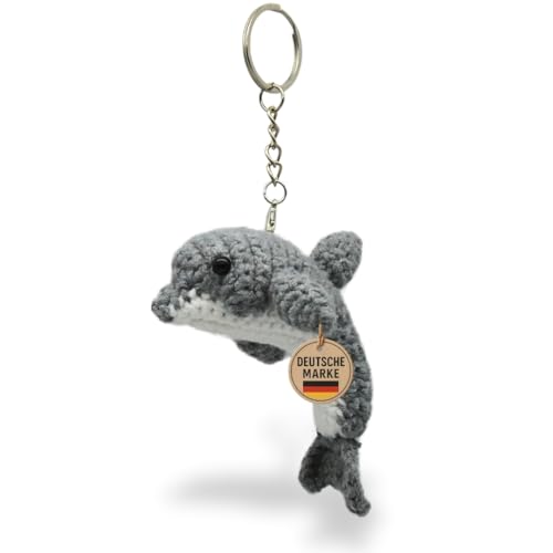 KEYSPACE Schlüsselanhänger Delfin Flipper - liebevolle Handarbeit gehäkelter Delfin Amigurumi - süßes Delfin Kuscheltier - Delfin Schlüsselanhänger cute niedlicher Delphin Anhänger - Delphin - Delfin