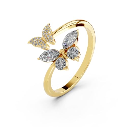Miss Highness 925 Sterling Pure Silver Ring for Women, Butterfly ...