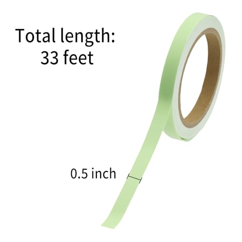 Image of Glow in The Dark Tape - 33 FT X 0.5 Inch Luminous Photoluminescent /Luminescent Emergency Roll Safety Egress Markers Stairs, Walls, Steps, Exit Sign. Glowing Pro Theatre Stage Floor