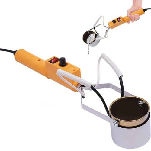Mini olla eléctrica de 300 W, horno de fusión de metal portátil con mango para moldes de peso de pesca y colgante de metal, rango de temperatura 150-450 ℃