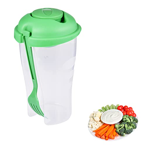 Recipiente para ensalada de 800 ml con tenedor, recipiente para ensaladas, soporte para aderezos de ensalada, taza portátil de reducción de grasa, caja de alimentos de gran capacidad para picnic,