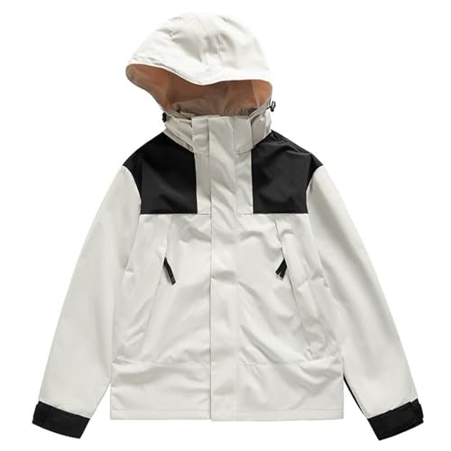 Traje neutro para exteriores Trendy Montañismo Ocio Retro Corte Holgado Funcional Chaqueta con Capucha Camiseta Cálida Thermoet Mujer, Blanco, 4XL