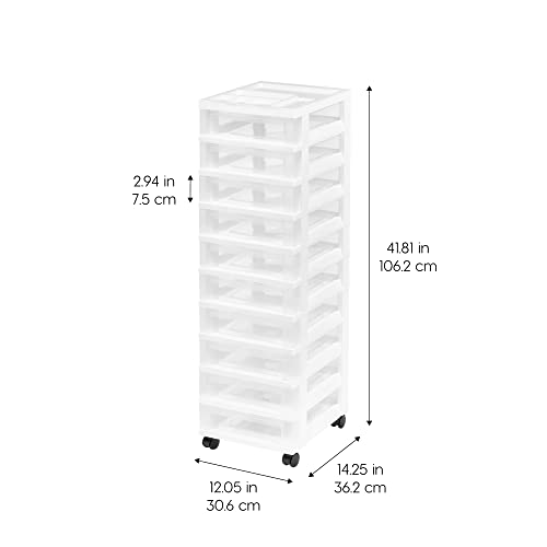 image for Iris Ohyama IRIS USA Plastic Drawer Storage Organizer Rolling Cart, wi