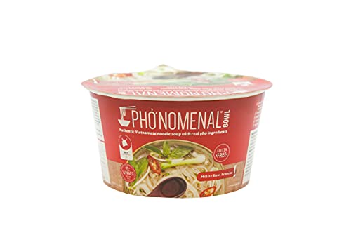 Pho'nomenal Bowl Instant Pho' Noodles Gluten Free Low Sodium Vietnamese Style Beef & Chicken Soup, No Msg, Authentic Family Recipe, Non Gmo, No Soy 2.1 Oz. (2-6 Pack Bowls) #TOP1
