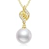14k Gold Diamond Leaves Pearl Necklace for Women, Anniversary Jewelry for Wife, Birthday Gifts for Her (0.1ct Diamond…