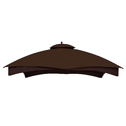 Hugline Outdoor Replacement Canopy Top Double Tier Gazebo Roof Cover for Lowe's Allen Roth 10x12 Gazebo #GF-12S004B-1 (Brown)
