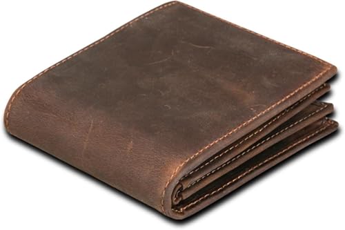 Men's Slim RFID Blocking Bifold Wallet Genuine Leather Minimalist Western Design with Credit Card Slots Brown (Brown)3