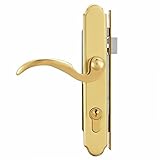 HTH HTHomeprod Solid Brass Lever Handle Set for Screen & Storm Doors Replacement, Mortise Lock Only for 1' or 1.38' Thickness of Left-hinged Outswing Door, Brushed Polished Brass