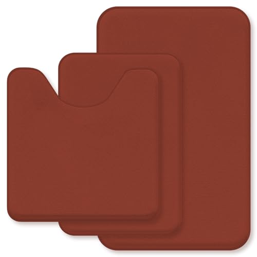 RUN HELIX Memory Foam Bath Mat 3 Piece Bathroom Rugs, Non Slip Ultra Absorbent, Chocolate