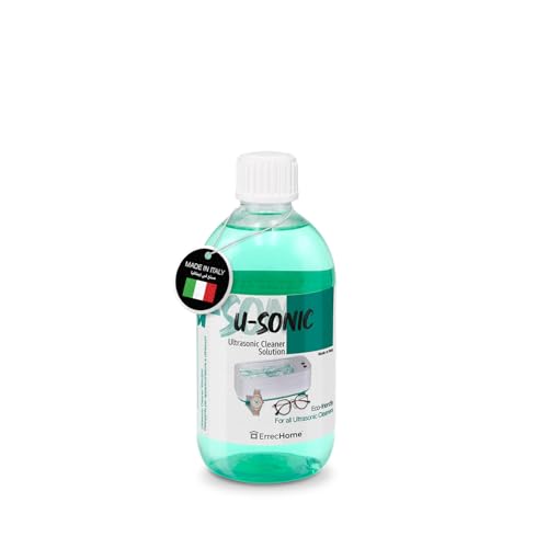 ErrecHome U-Sonic Ultrasonic Cleaner Solution for Ultrasonic Machine Cleaners Concentrate Effective and Gentle Formulation to clean Jewels Glasses Dentures Small Accessories 500 ml (17 fl oz)