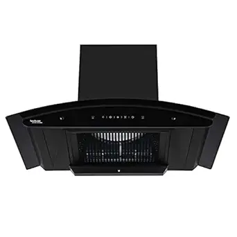 Hindware Nadia 90 cm 1200 m3/hr Filterless Auto-Clean Kitchen Chimney With Motion Sensor & Touch Control (Curved Glass, Black)