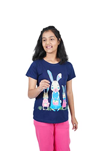 Image of Rabbittospotty Cotton Hosiery Cartoon Printed Night Suits for Girls (9-16 Years) Red White Navyblue Pink and Greenwhite
