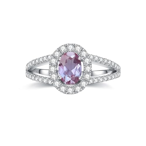 YDD Gemstone Engagement Rings for Women Halo Oval Cut Gemstone Rings for Women 10K 14K 18K White/Yellow/Rose Gold Wedding Ring Anniversary Promise Ring