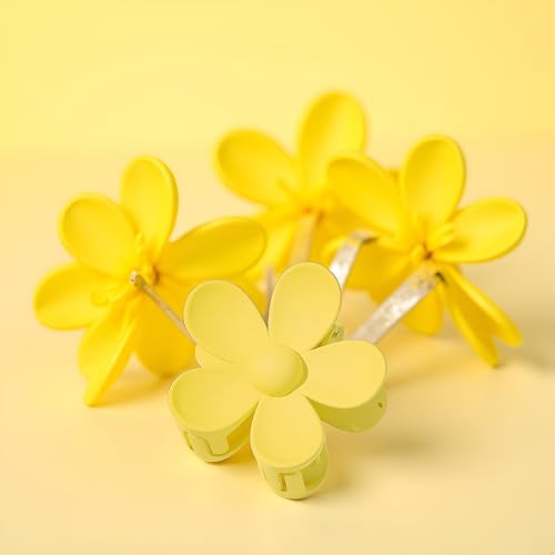 Pinzas plásticas amarillas para cabello, forma de flor miniatura 4
